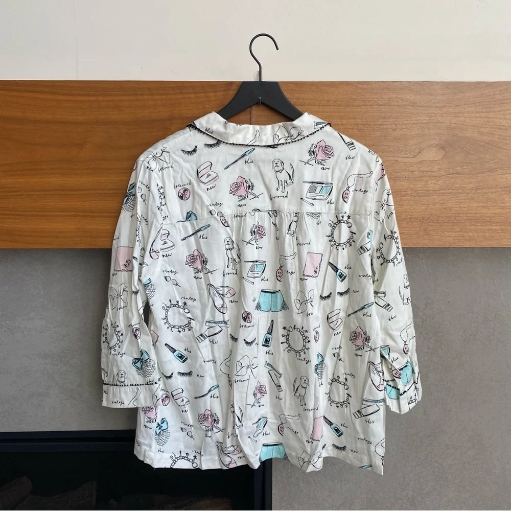 NWOT Kate Spade New York Bridal Printed Pajama Top, Size 1